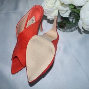 MACKIN J Shoes - Coral Orange Peep toe Mule heels MACKIN J Shoes - Coral Orange Peep toe Mule heels